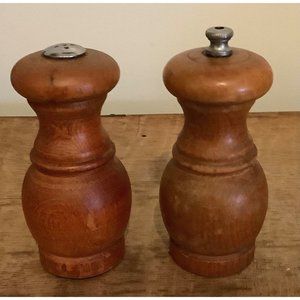 MCM 5" Tall Wooden Salt Shaker  with Cork Stopper and Pepper Grinder